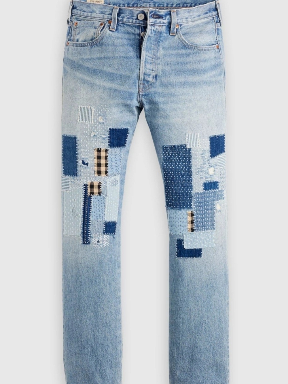 Levi's Men's 501 Original Selvedge Jeans With Sashiko Patchwork